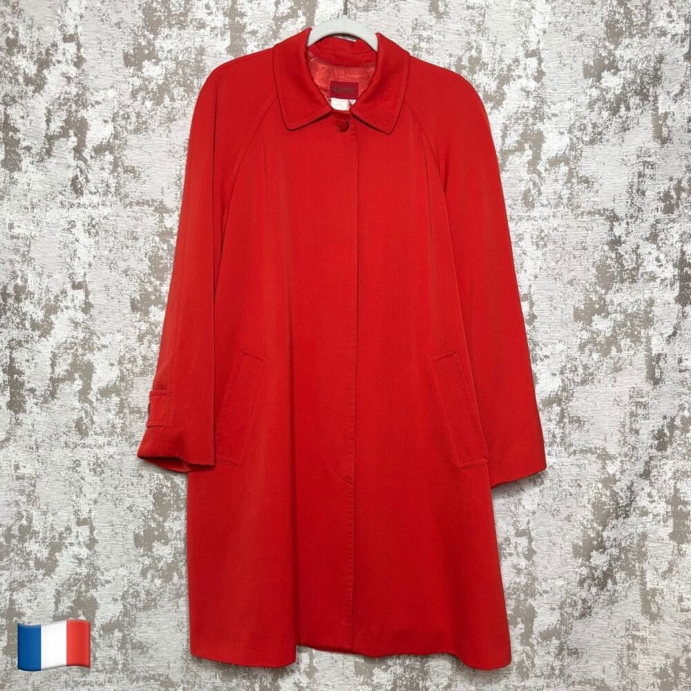 Kenzo Vintage 100% Wool Hidden Button Car Coat in Red